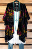 Just Enjoy It Burnout Velvet Kimono - Black