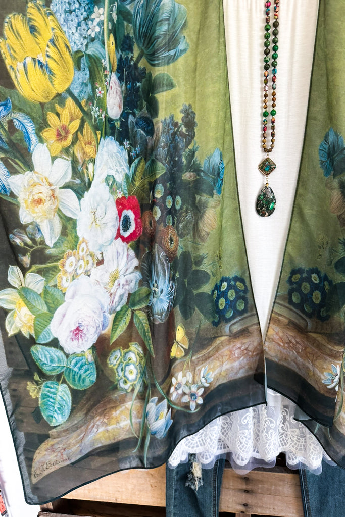 Blooming Boldly Kimono - Green