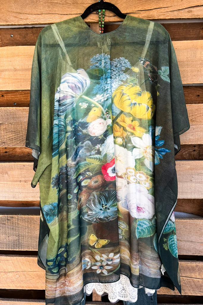 Blooming Boldly Kimono - Green