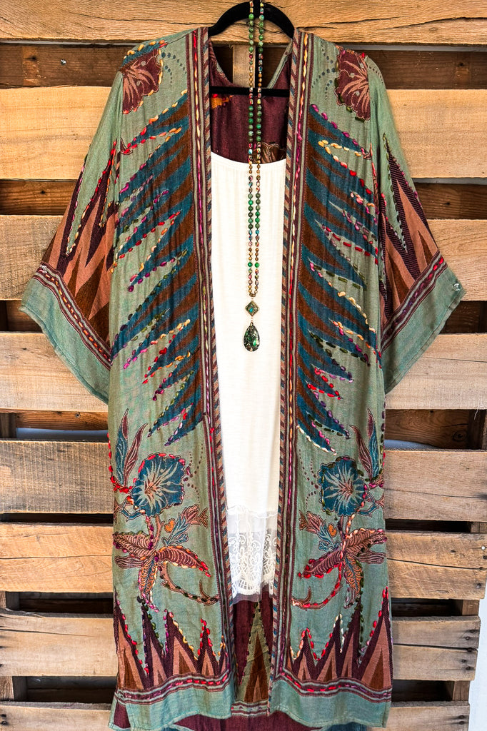 Never Without Love Thick Stitch Duster - Seafoam