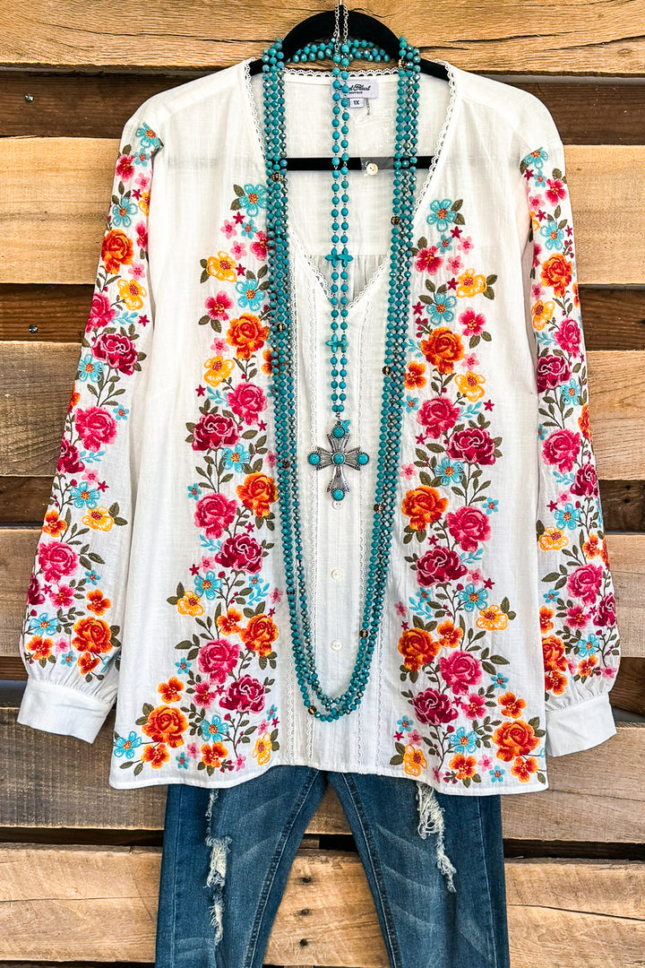 AHB EXCLUSIVE: Dearly Loved Embroidery Top - Ivory - 100% COTTON - SALE