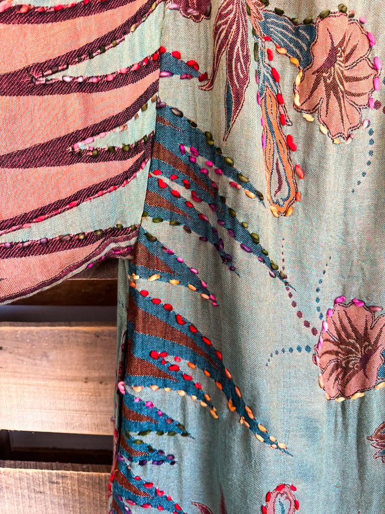 Never Without Love Thick Stitch Duster - Seafoam