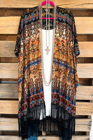 Mandala Print Oversided Kimono - Gray