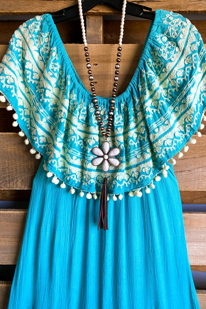 AHB EXCLUSIVE: Havana Nights Dress - Turquoise/Cream