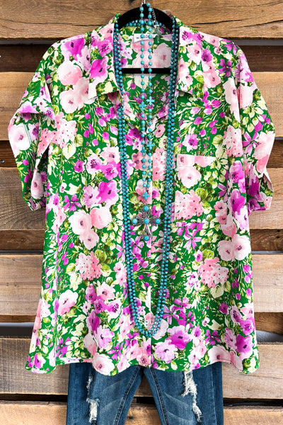 Spring Into Action Blouse - Kelly Green