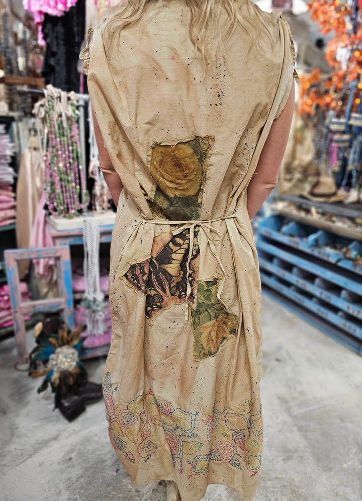 Butterfly Canvas Dress - Tan - 100% Cotton