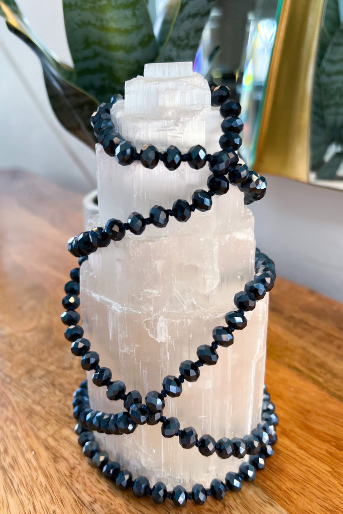 Long Beaded Necklace - Blue