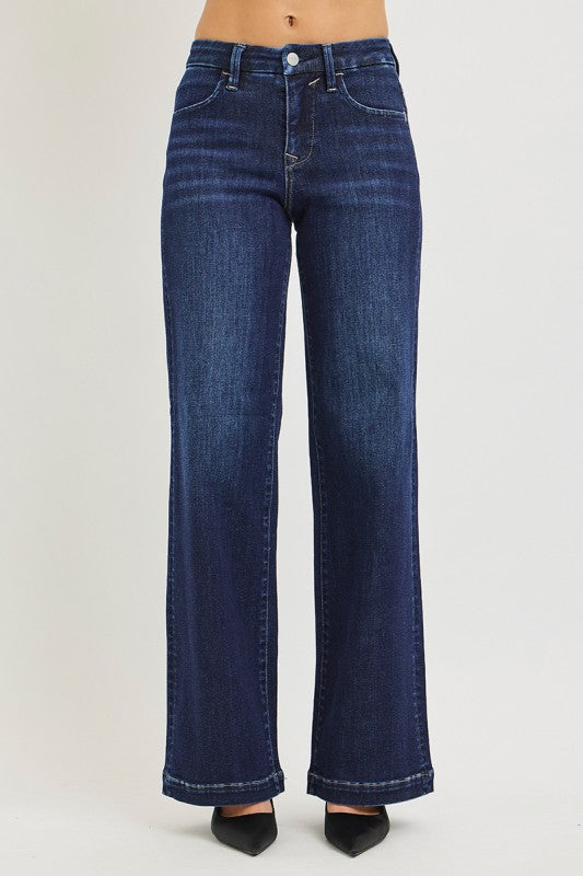 The Signature Style Wide Leg Jeans - Dark Denim