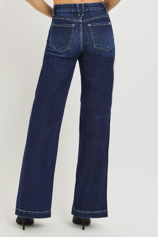 The Signature Style Wide Leg Jeans - Dark Denim