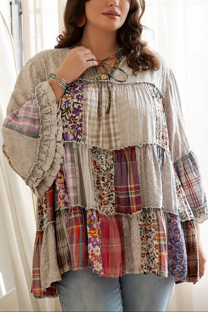 A Day With Friends Oversized Loose Fit Blouse - Gray