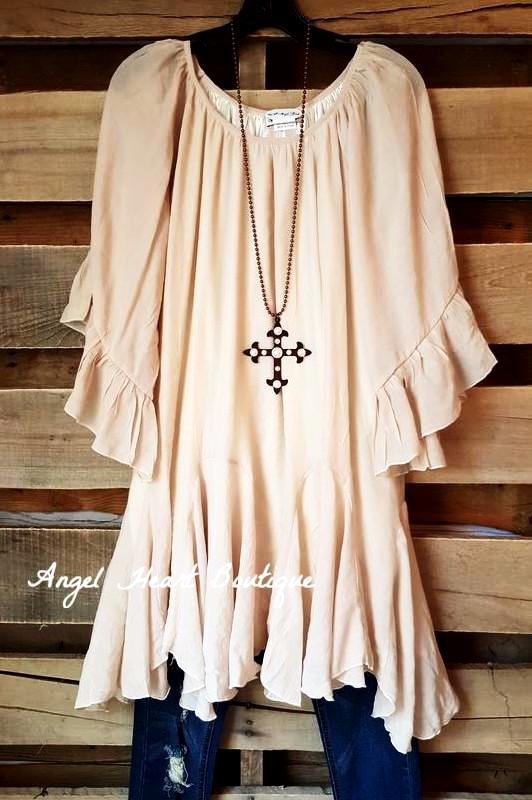 The It Girl Oversized Loose Fitting Tunic - Beige [product type] - Angel Heart Boutique