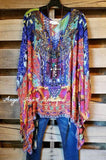 Flower Child Oversized Sheer Tunic  - Red Mix [product type] - Angel Heart Boutique