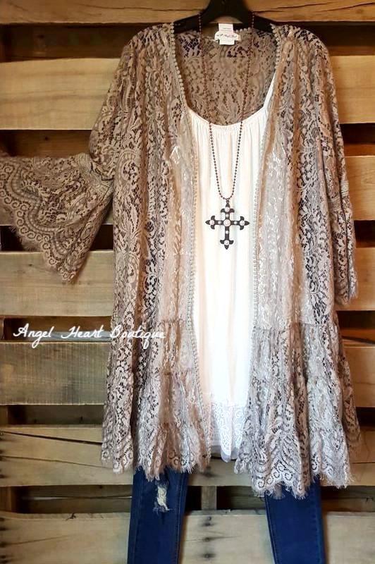 Lace In Your Arms Cardigan - Mocha [product type] - Angel Heart Boutique