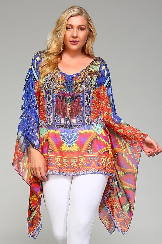 AHB EXCLUSIVE: Flower Child Oversized Sheer Tunic/Kaftan - Red Mix