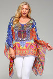 Flower Child Oversized Sheer Tunic  - Red Mix [product type] - Angel Heart Boutique