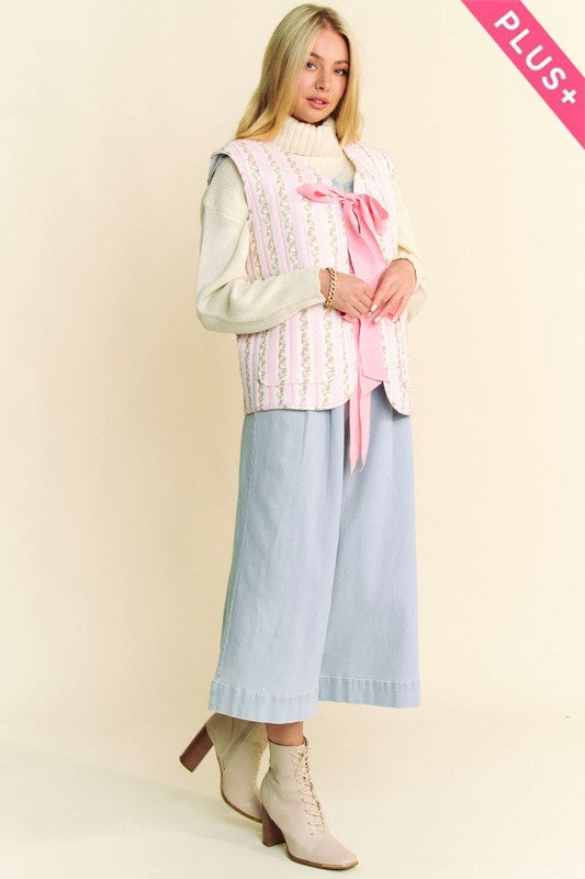 Love And Bow Ties Quilted Vest - Pink - 100% COTTON