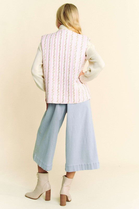 Love And Bow Ties Quilted Vest - Pink - 100% COTTON