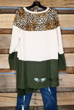 In The Running Top - Olive/Leopard - SALE