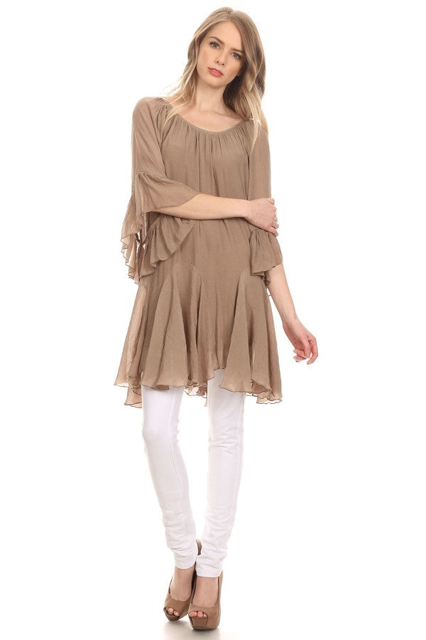The It Girl Oversized Loose Fitting Tunic - Mocha [product type] - Angel Heart Boutique
