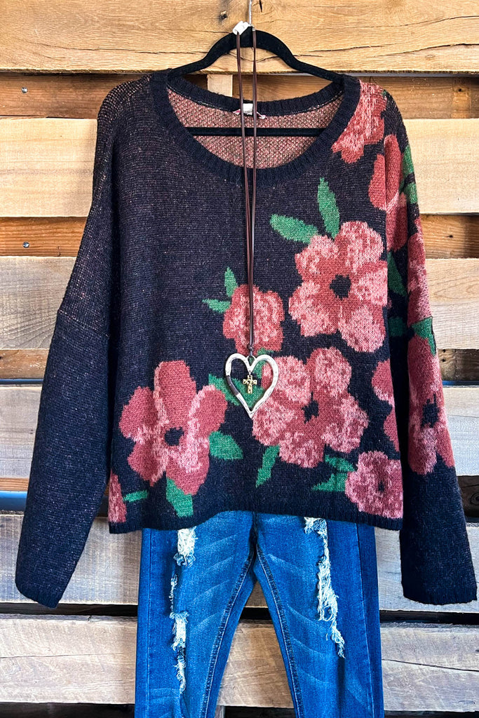 Courageous Thoughts Sweater - Black Mauve - SALE