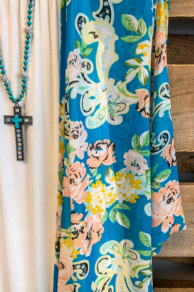 Nights on The Terrace Cardigan - Turquoise