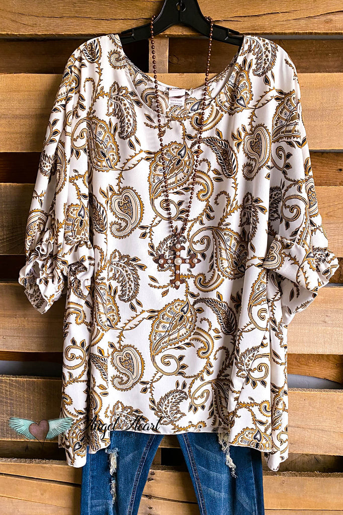 Positively Paisley Flow Top - Ivory