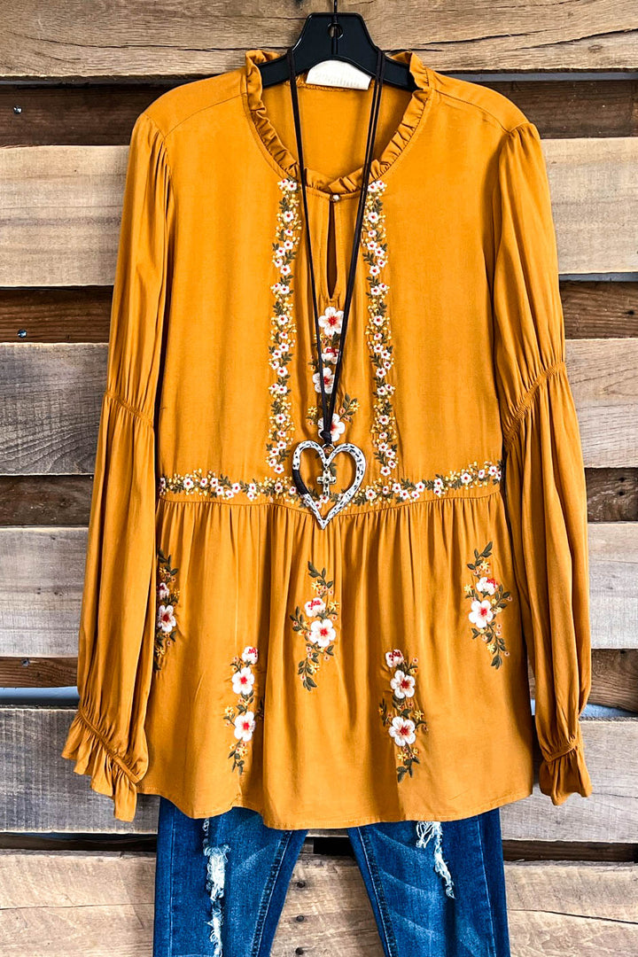 Time Is Mine Embroidered  - Marigold