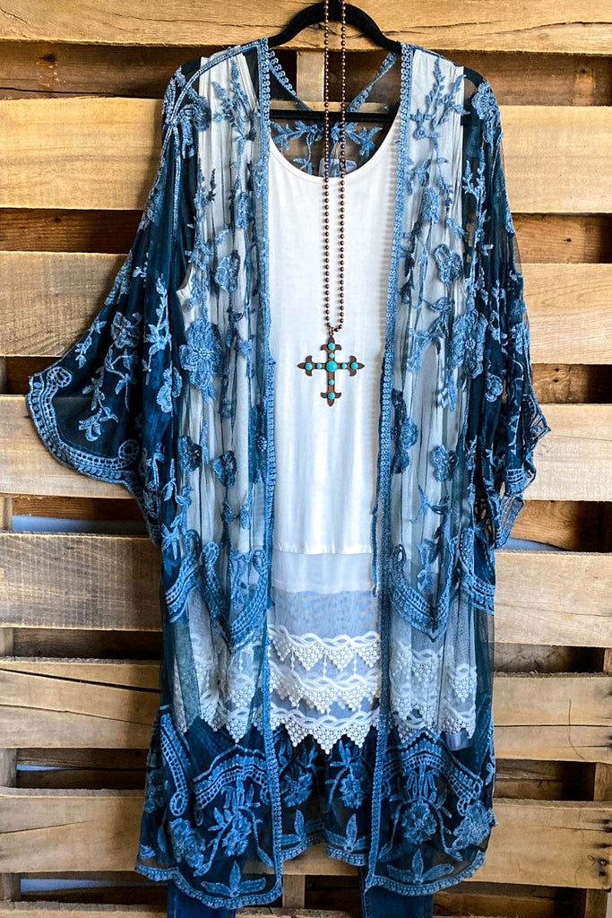 AHB EXCLUSIVE: More Than Just a Friend Lace Kimono - Teal