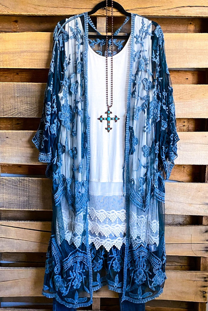 AHB EXCLUSIVE: More Than Just a Friend Lace Kimono - Teal