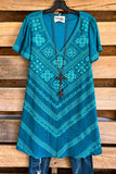 Right Here Waiting Tunic/Dress - Teal - 100% COTTON - SALE
