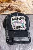 Mommy Shark Embroidered Hat - Black