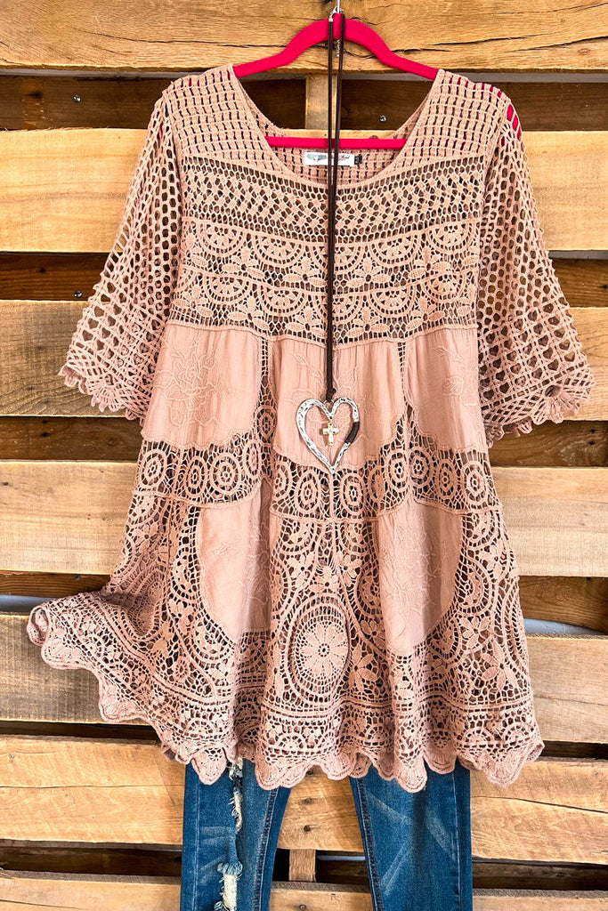AHB EXCLUSIVE: Delightful Details Top - Taupe - 100% COTTON