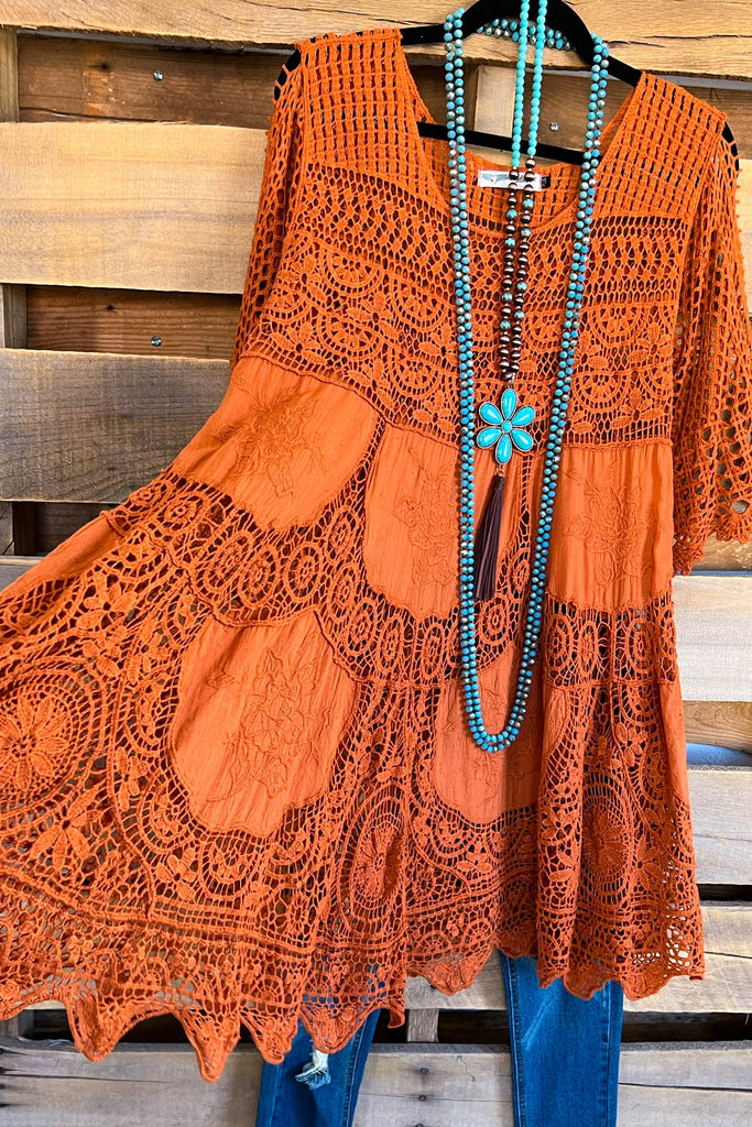 AHB EXCLUSIVE: Delightful Details Top - Rust  - 100% COTTON