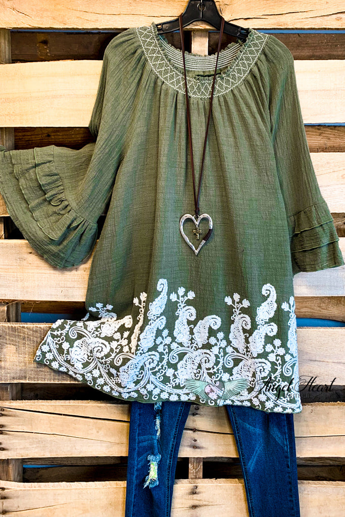 AHB EXCLUSIVE: Making The Way Tunic - Olive - 100% COTTON