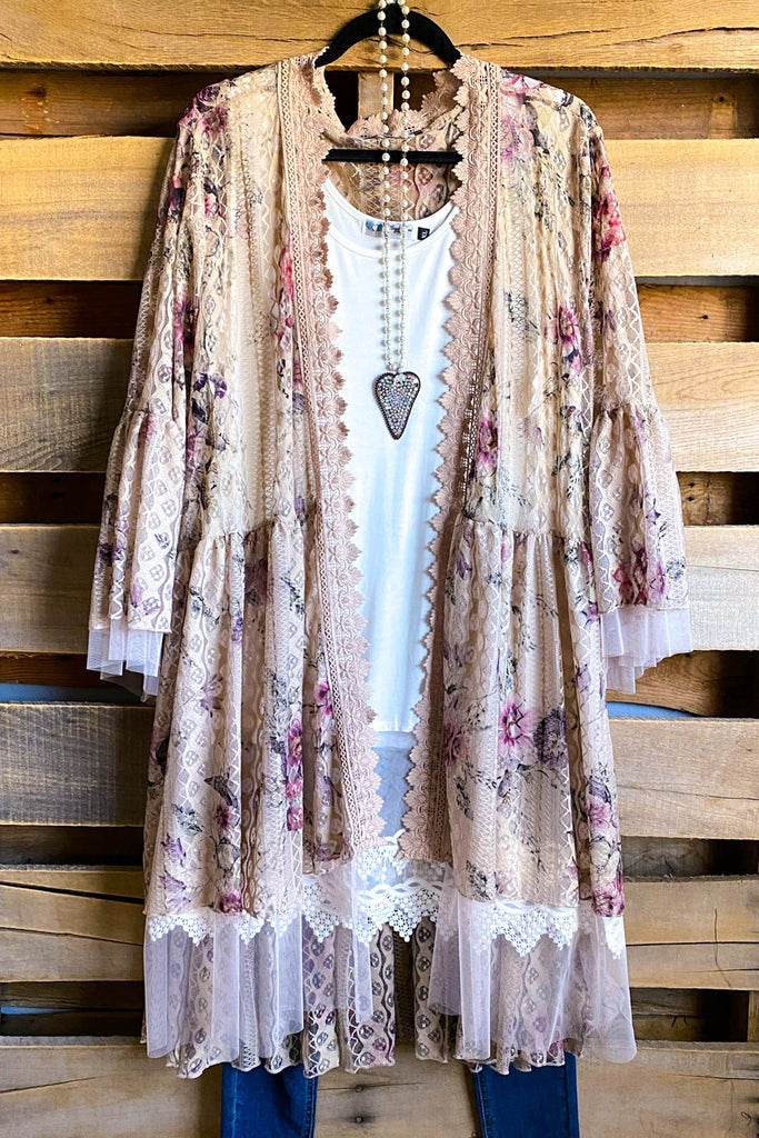 AHB EXCLUSIVE: Embrace The Joy Kimono/Duster - Taupe/Flower