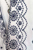 Scallop Bohemian Kimono - Off White/Navy - SALE
