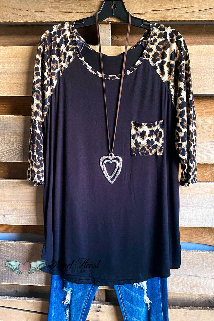Stay With Me Top - Black/Leopard