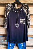 Stay With Me Top - Black/Leopard