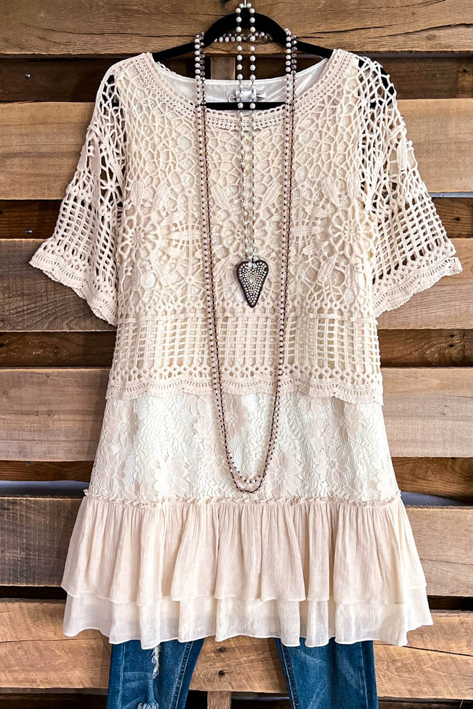 Sunlit Blossom Crochet Top - Beige (Top Part Only - dress sold separately)