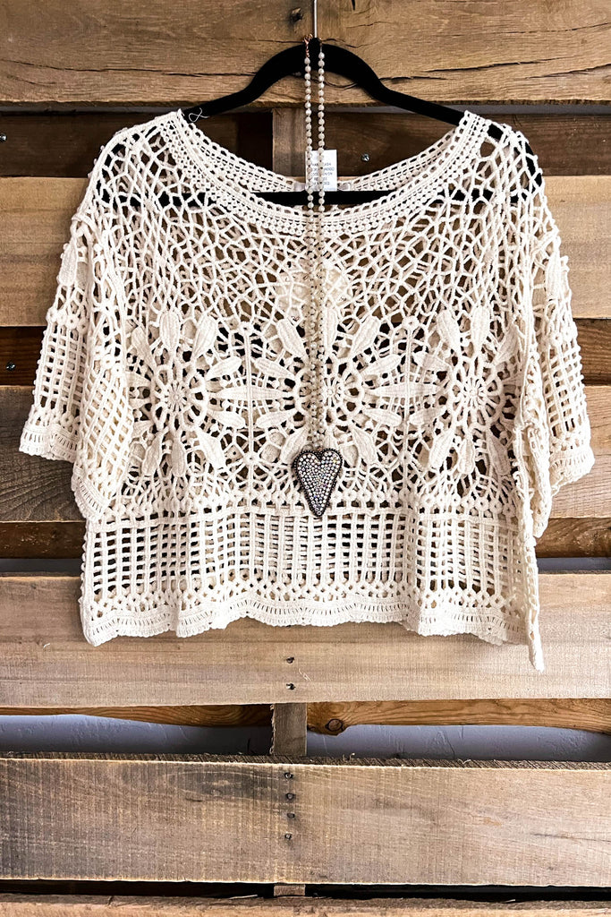 Sunlit Blossom Crochet Top - Beige (Top Part Only - dress sold separately)