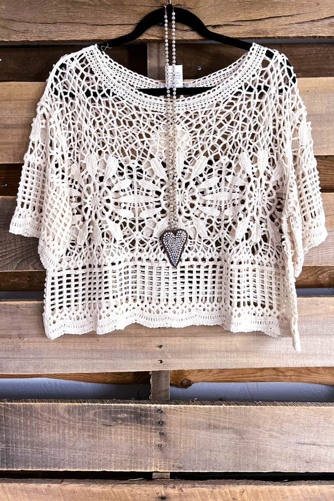 Sunlit Blossom Crochet Top - Beige (Top Part Only - dress sold separately)