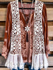 Yes I Will Crochet Vest - Beige - 100% COTTON