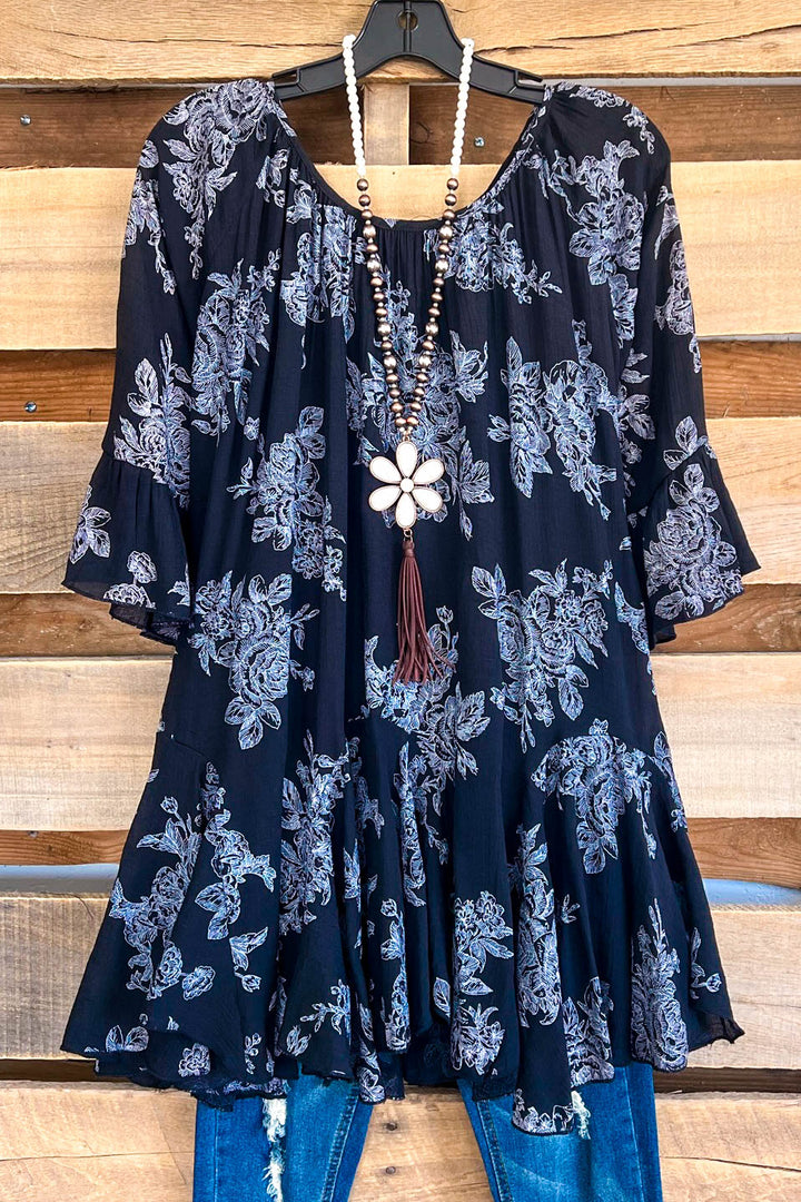 Your Love Awakens Me Oversized Tunic - Navy