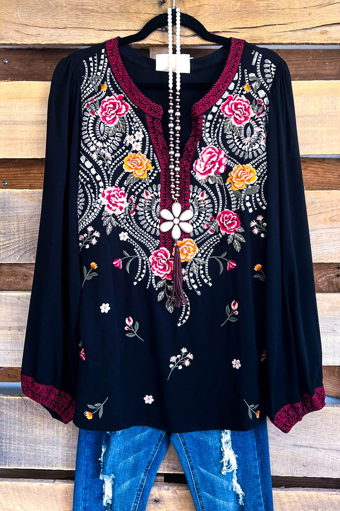 Fortuitous Design Blouse - Black - SALE