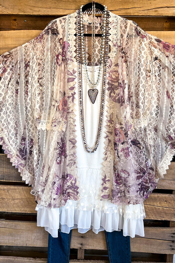 AHB EXCLUSIVE: Long Awaited Lace Cardigan - Beige/Rose