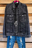 Just Roll With It Denim Jacket -  Charcoal