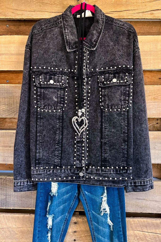 Just Roll With It Denim Jacket -  Charcoal