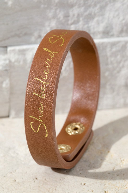 She Believed She Could Bracelet - Leather