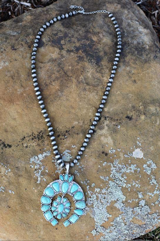 AUTHENTIC TURQUOISE STONE - Golden Love Necklace [product type] - Angel Heart Boutique
