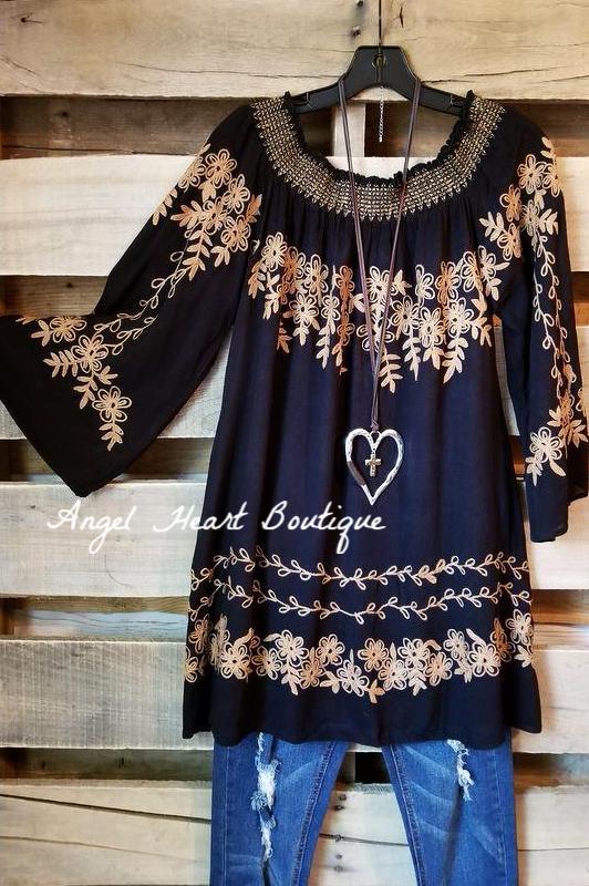 Fall In Love Tunic - Black [product type] - Angel Heart Boutique
